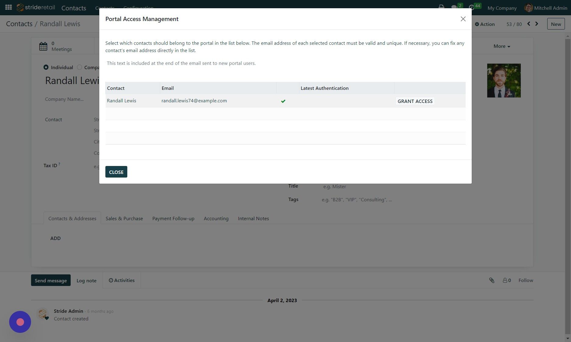 Screenshot of: Click "GRANT ACCESS"