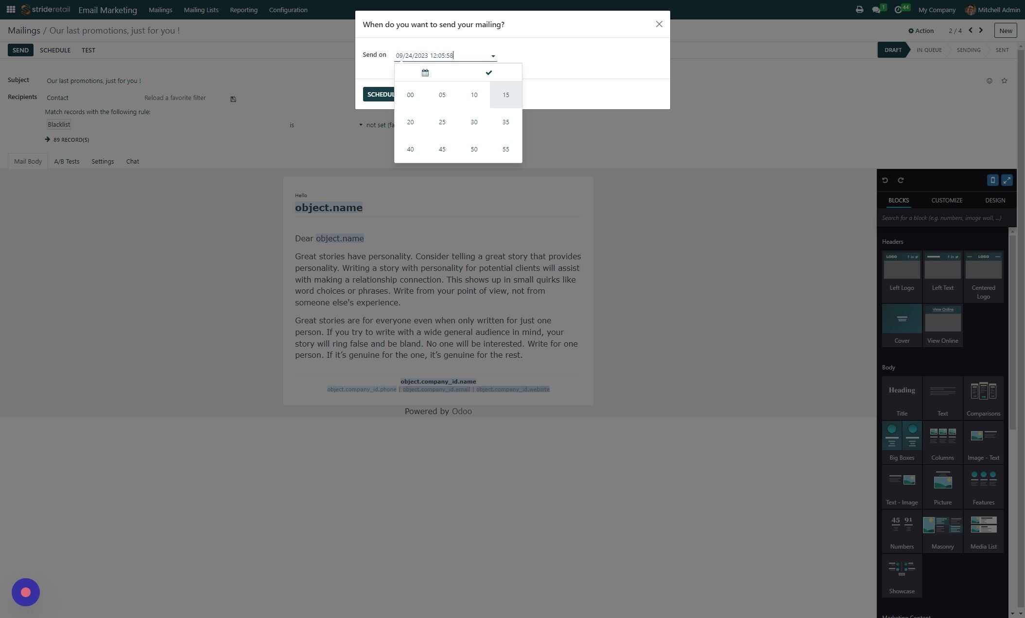 Screenshot of: Click "15"
