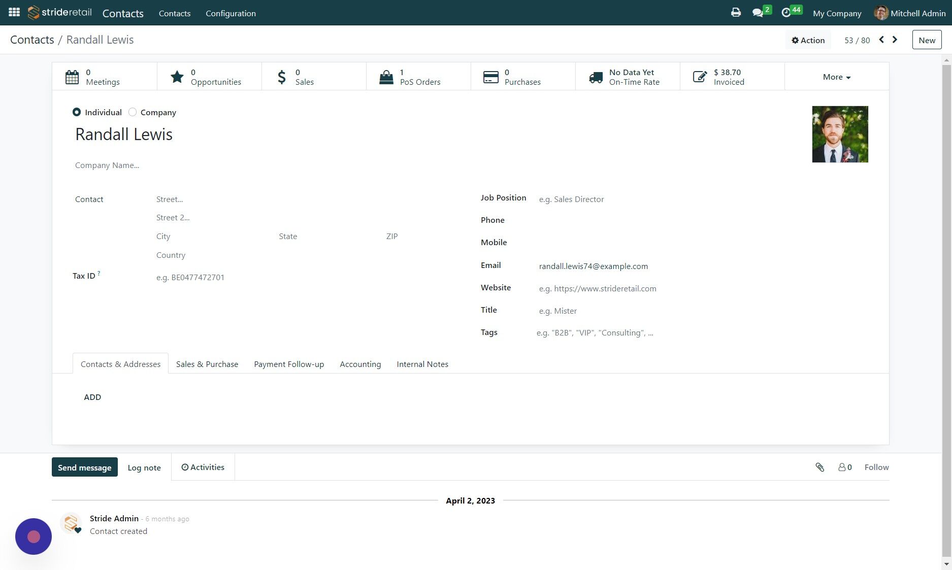 Screenshot of: Click "Action"