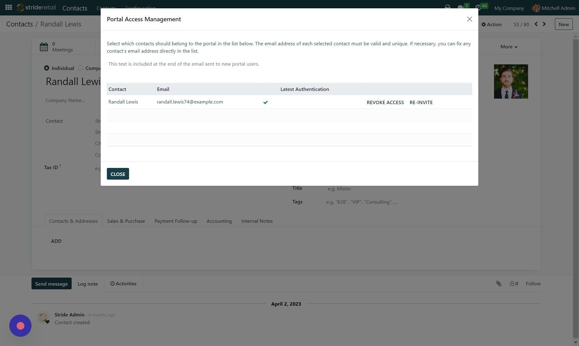 Screenshot of: You can also revoke access and re-invite if needed.