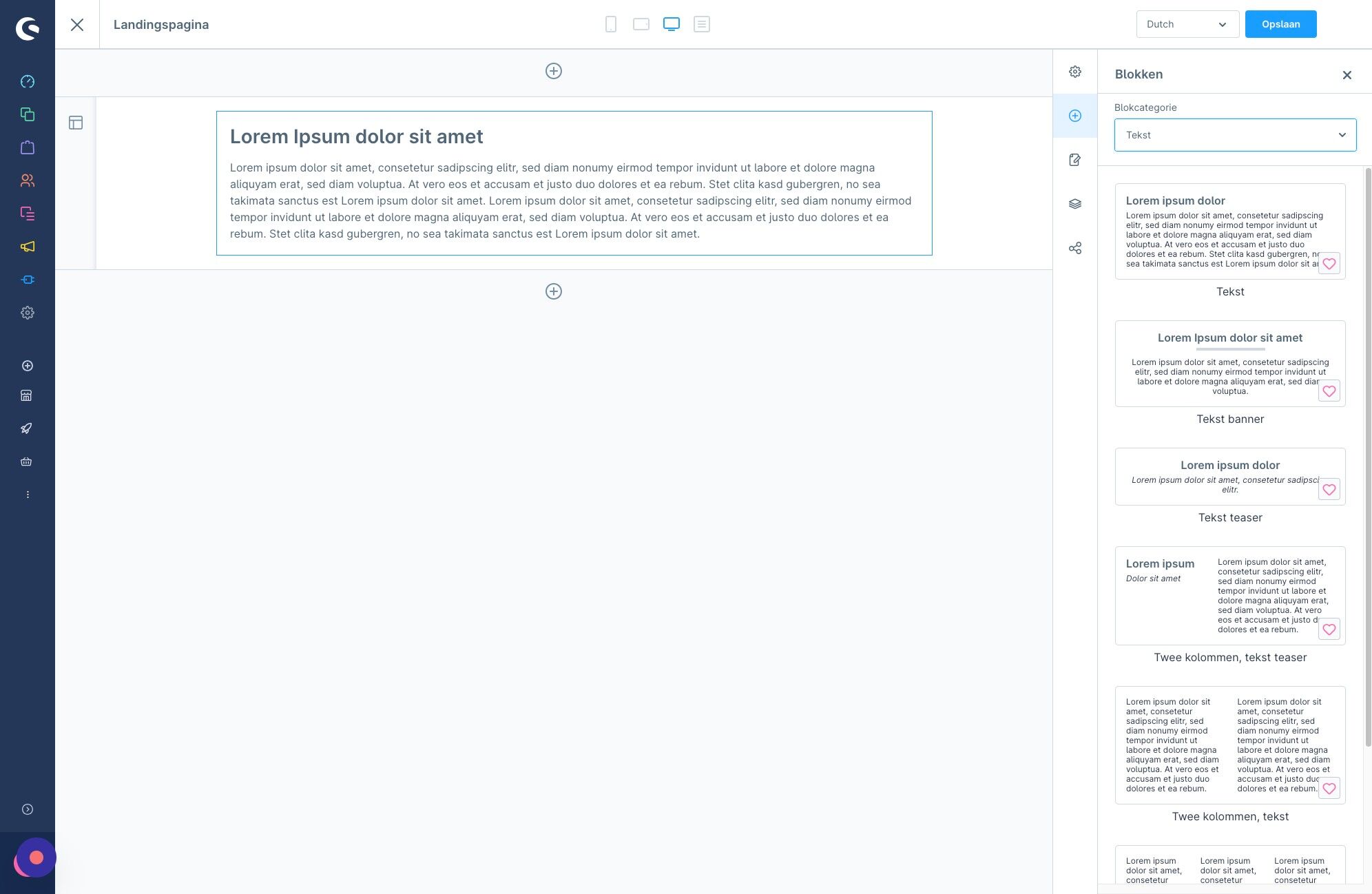 Screenshot of: In hetzelfde menu rechts, selecteren we nu de categorie 'afbeeldingen'