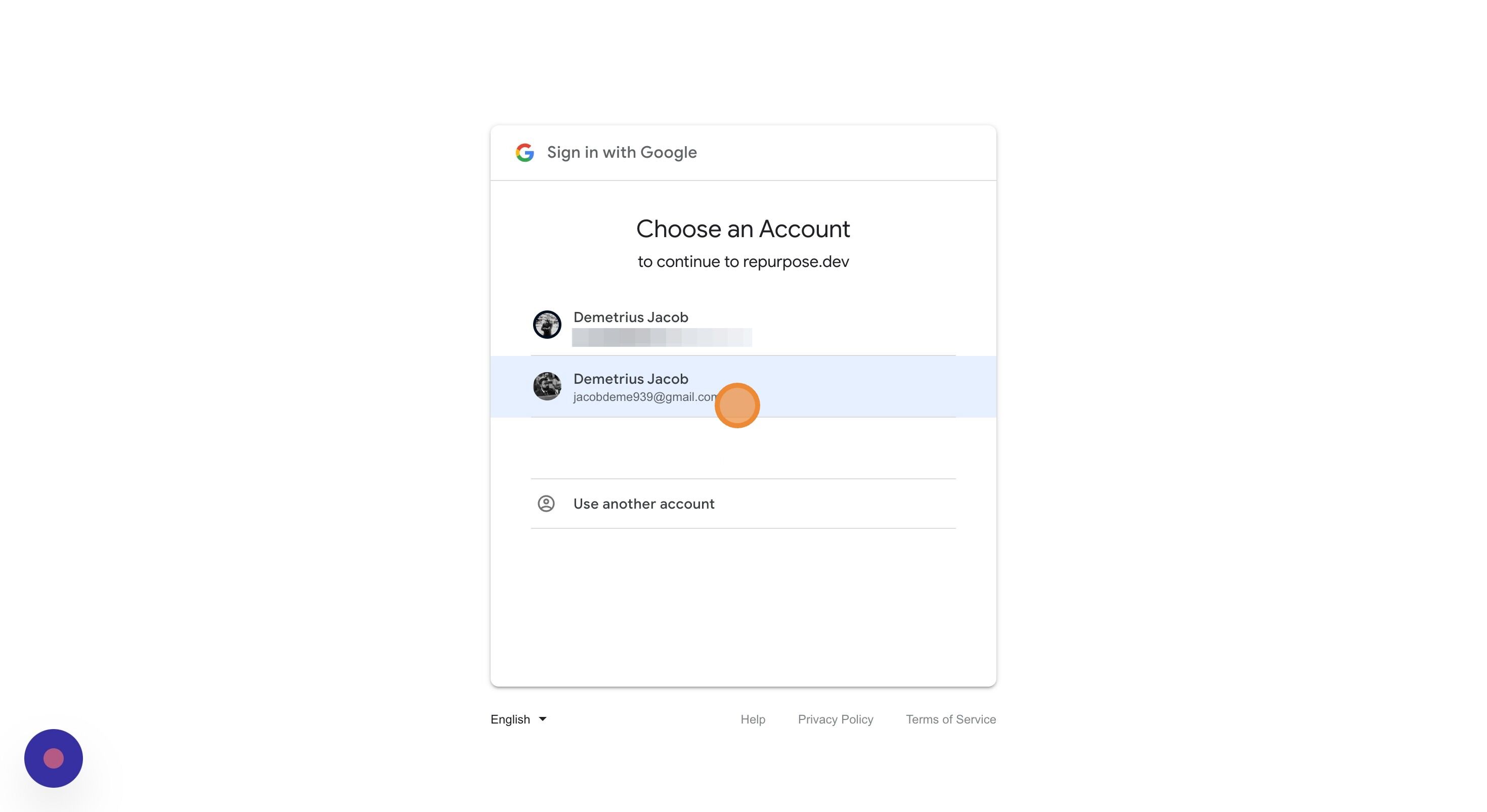 Screenshot of: Select your official email address, and you will be redirected to reBalance. \
\[Please note that it is your work email address that is registered with rePurpose\].