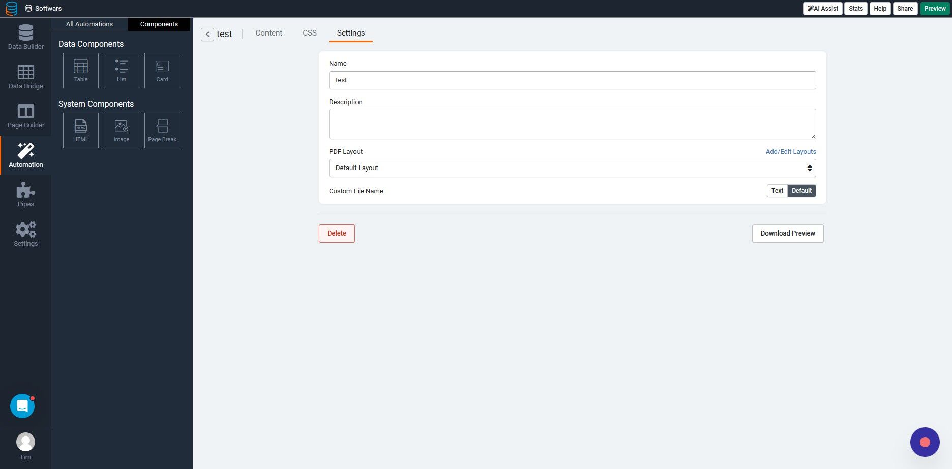Screenshot of: Click "Delete"