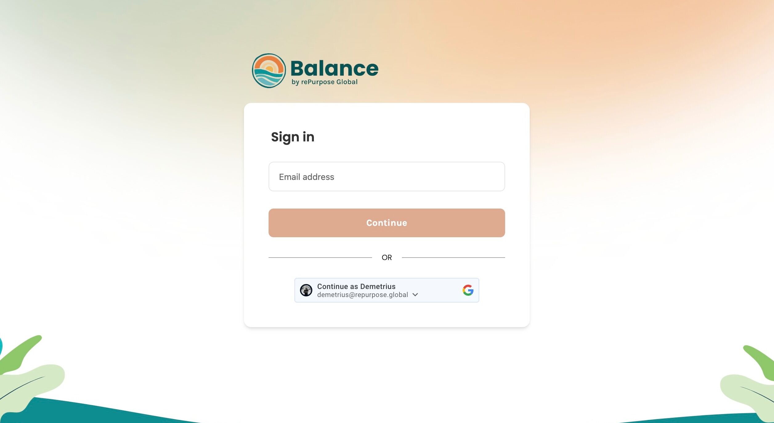 Screenshot of: As an alternative, you have the option to sign in using your Gmail account. You can do so by clicking the below option. 