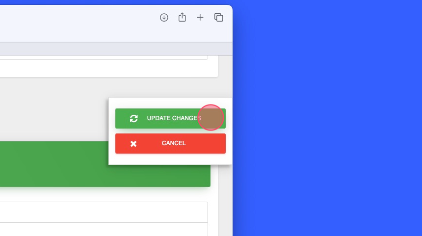 Screenshot of: Then click on "UPDATE CHANGES" the save your changes.