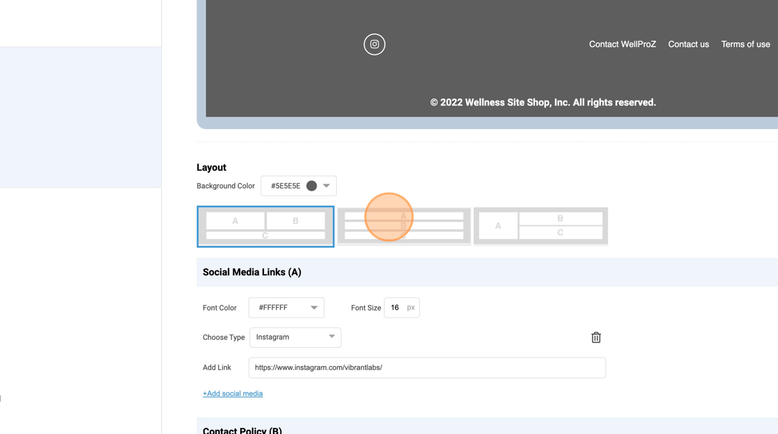 Screenshot of: Select layout.