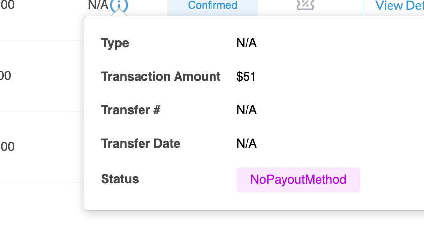 Screenshot of: Transaction and payment information will be displayed in the box below.