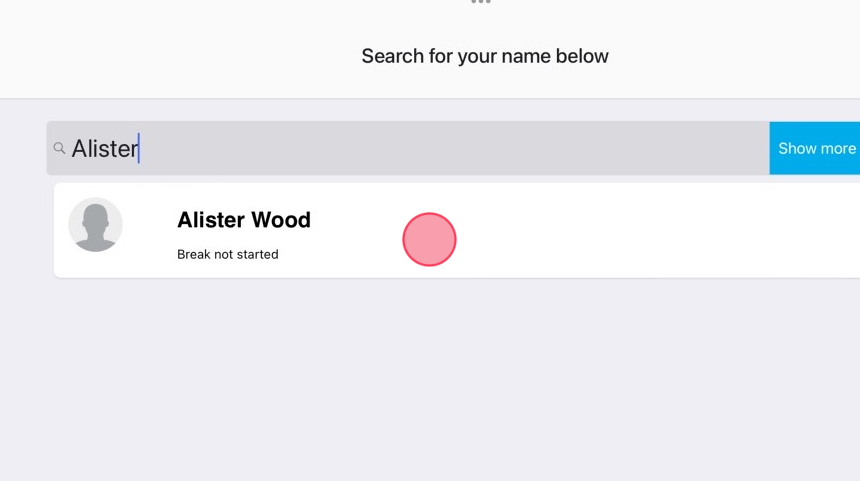 Screenshot of: Then type your name in the search box and then press on your name.