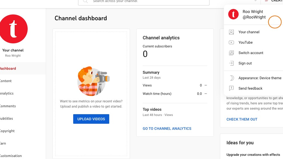 Screenshot of: The first step is to log in to varify your Youtube Studio account.