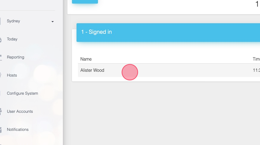 Screenshot of: You can view someones break status by clicking on their name in the signed in / out list in the dashboard.