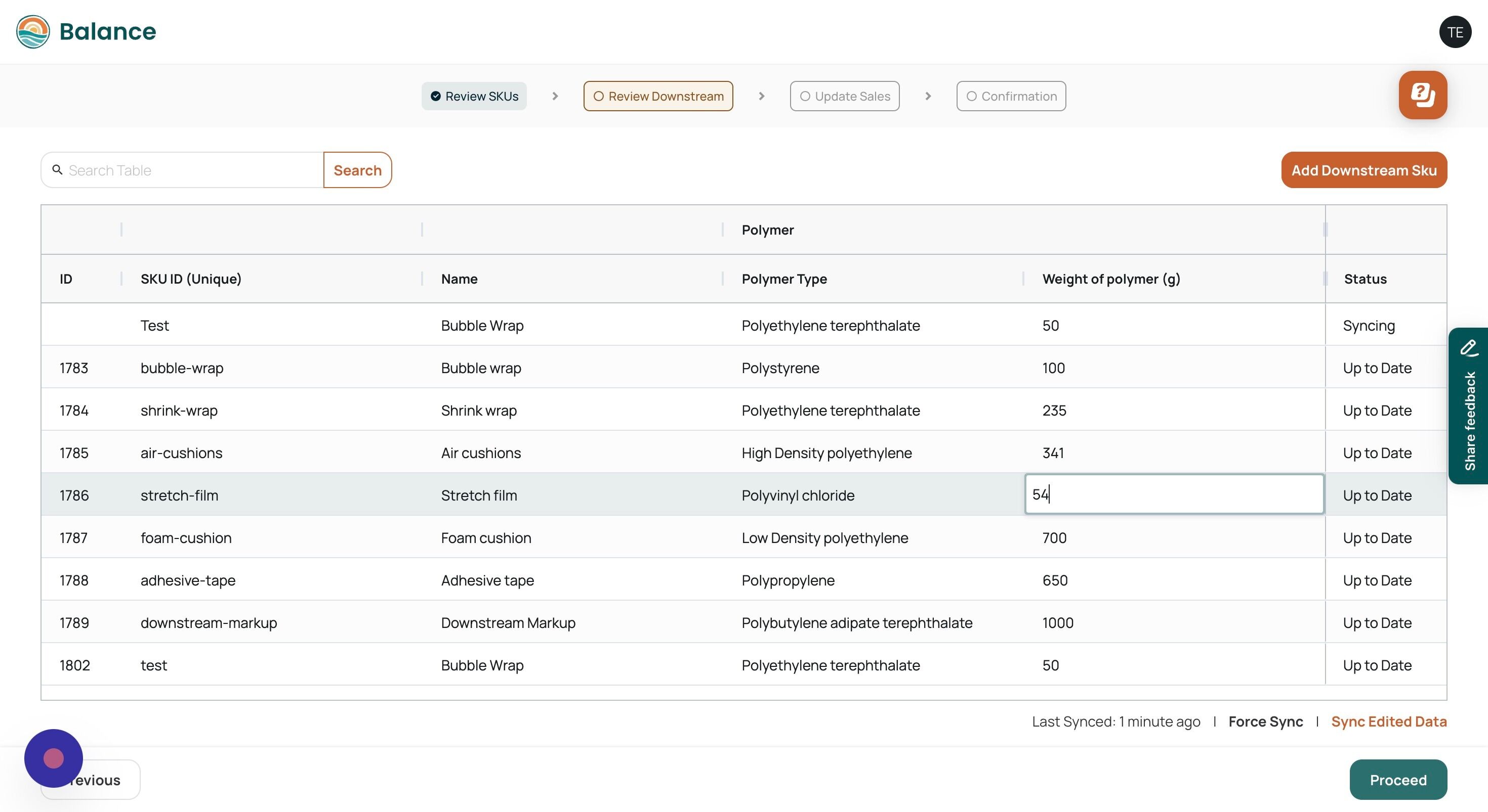 Screenshot of: Click "Proceed" once you're happy with the edits and wish to move over to the next section.