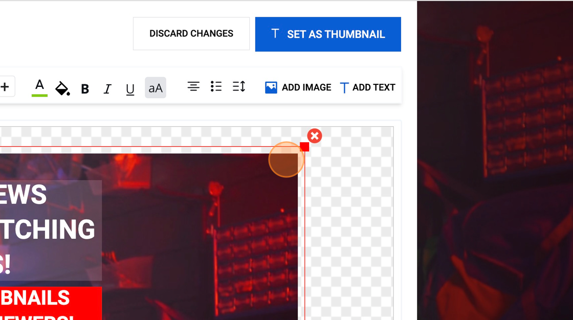 Screenshot of: You are also able to resize the frame by dragging the corner of the video.  This is good for when you want to have a close-up of a person or object in your video. 