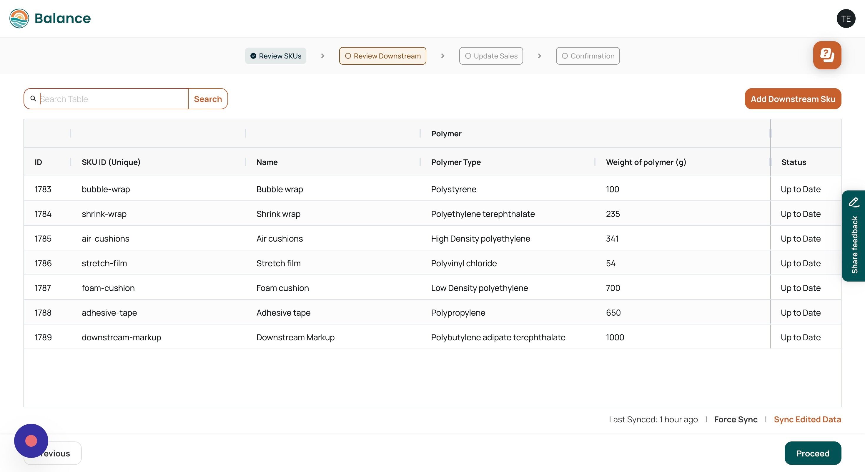 Screenshot of: You'd be able to search for specific data by using the search field.