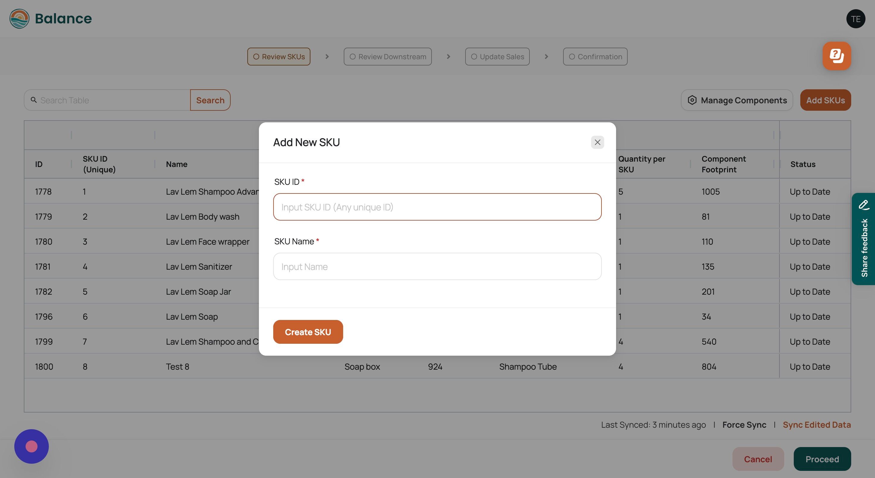 Screenshot of: Click the "SKU ID" field and type in an unique ID of your choice. Ideally your company will using this SKU ID to uniquely identify each of your SKUs irrespective of the SKU's marketed name.