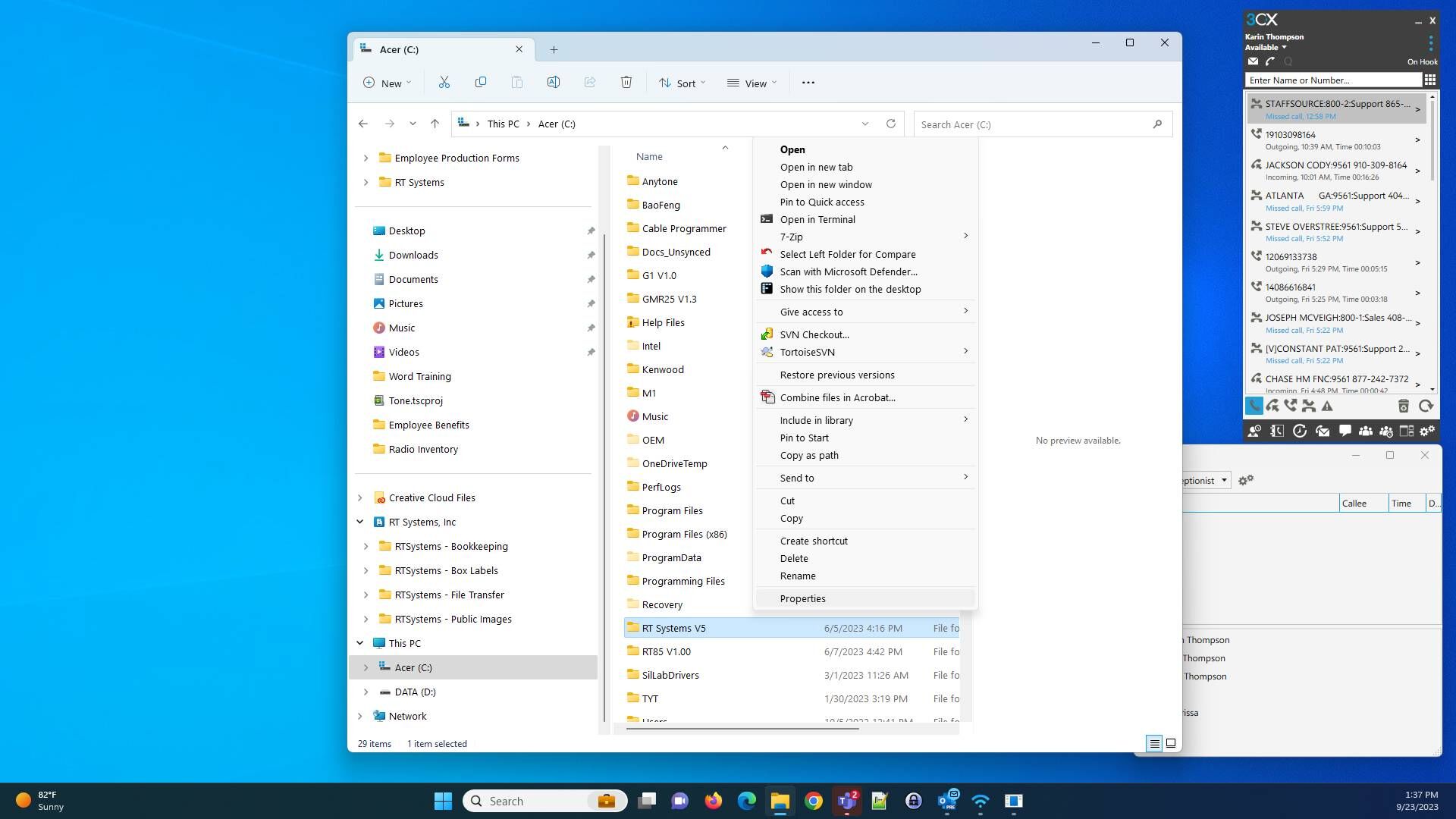 Screenshot of: Click Properties