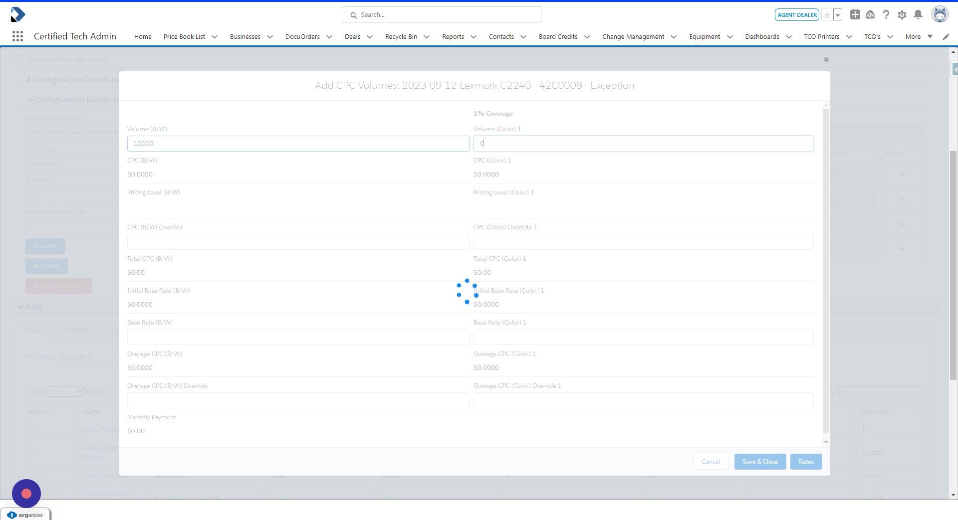 Screenshot of: Click the "Volume (Color) 1" field and add in any included Color Volume you want.