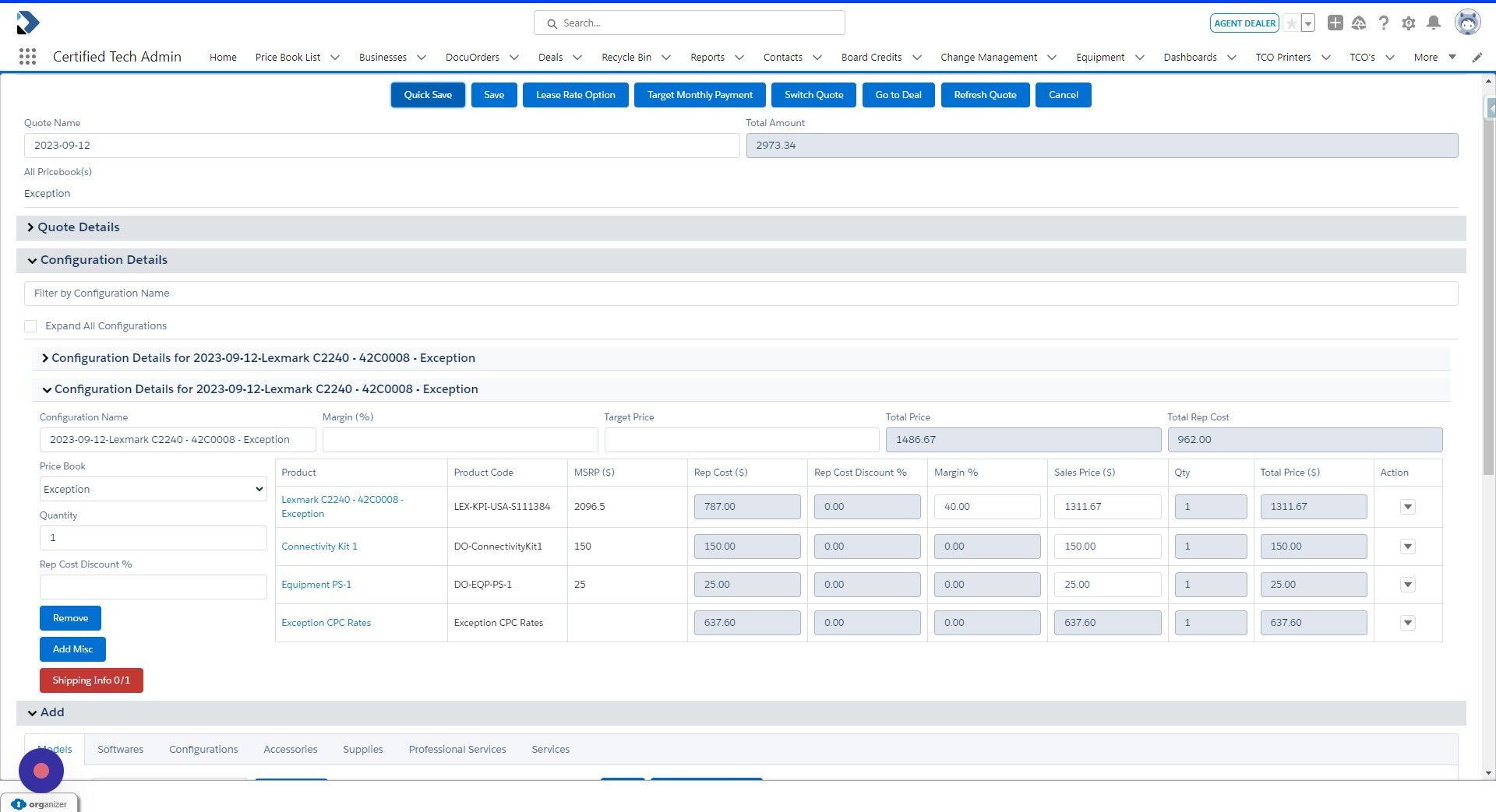 Screenshot of: You will return to the Configurator screen. Hit Quick Save to save your changes. 
