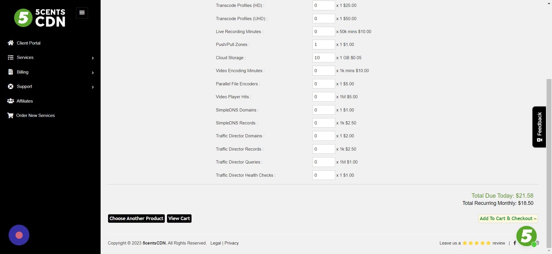 Screenshot of: Once the resource selection is completed, click Add To Cart & Checkout.
