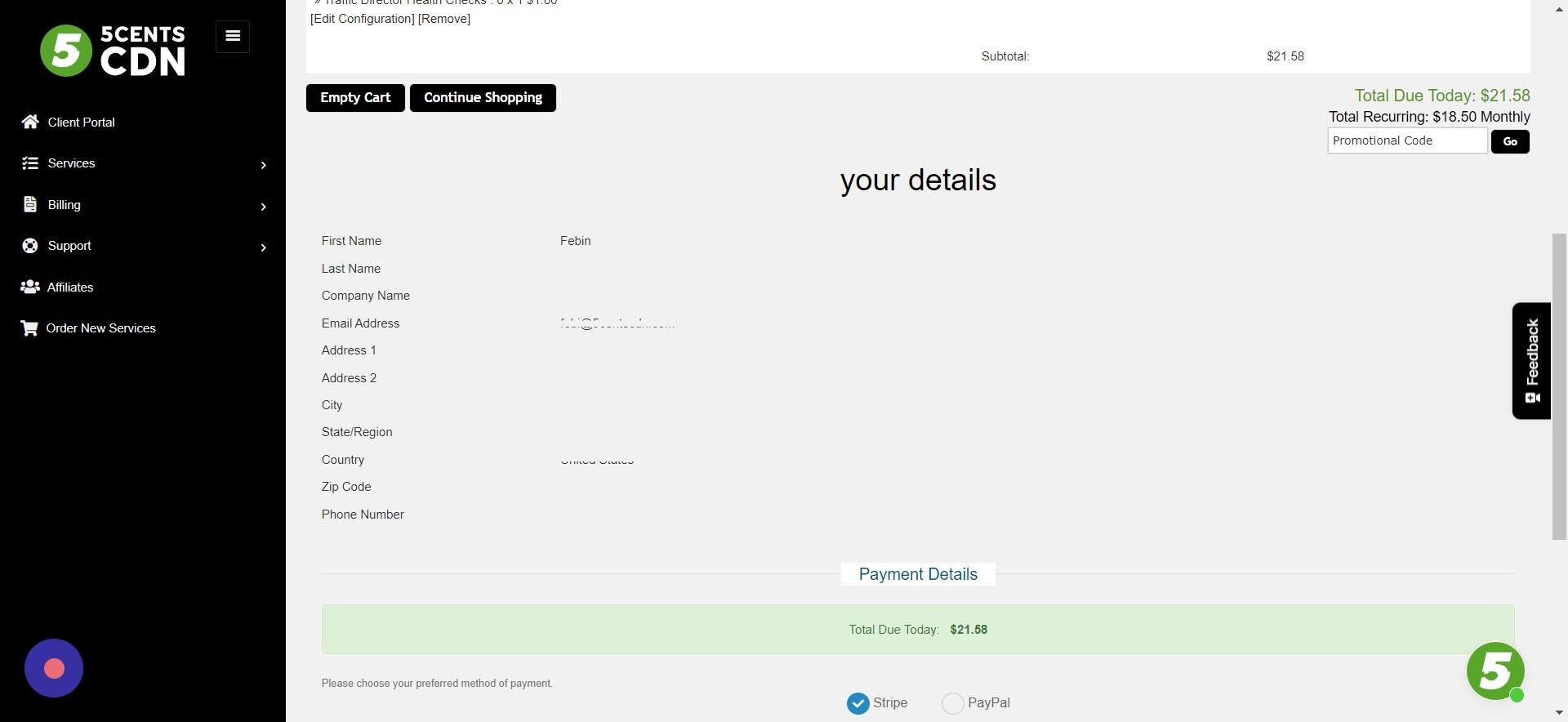 Screenshot of: You can check the personal details and edit it here
