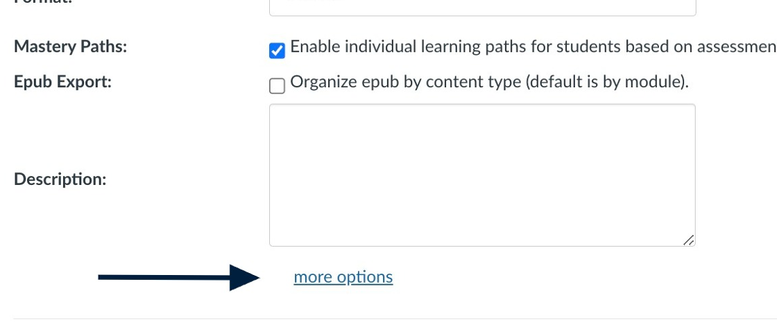 Click **more options** from the bottom of the settings page.