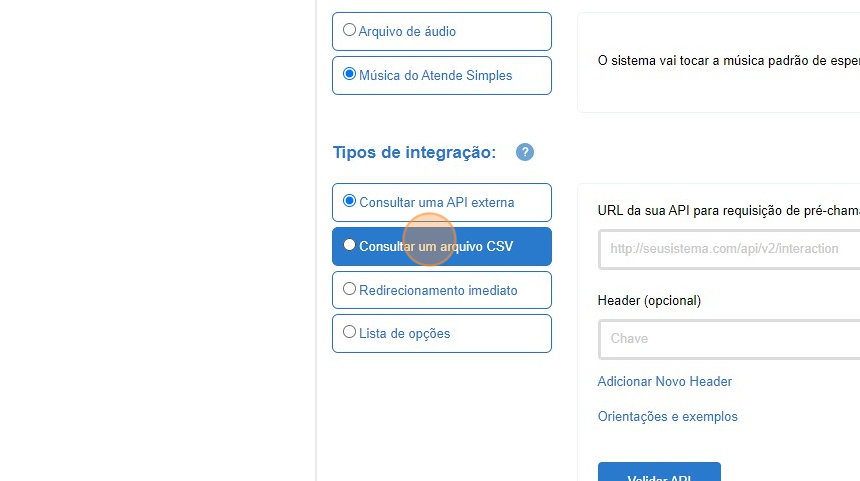 Screenshot of: Click "Consultar um arquivo CSV"