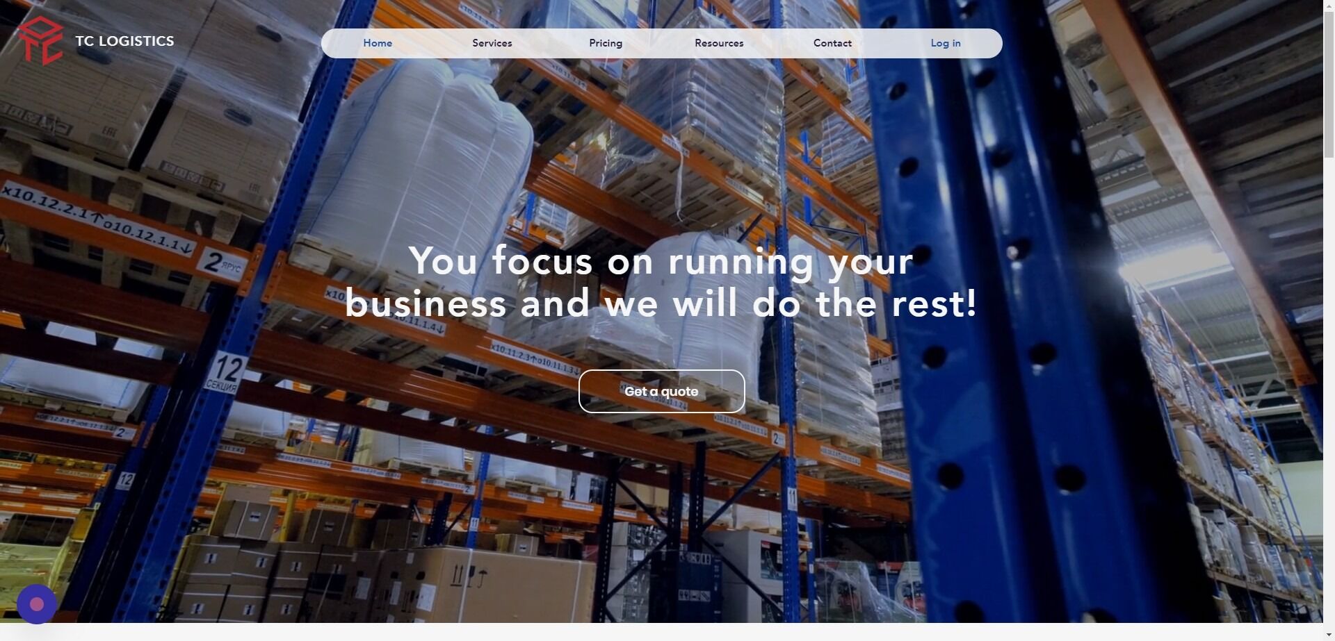 Screenshot of: Navigate to <https://www.tclogisticsgroup.com> and click the login tab.