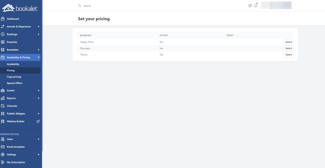 Screenshot of: To set Holiday pricing, navigate to Availability & Pricing - Pricing 