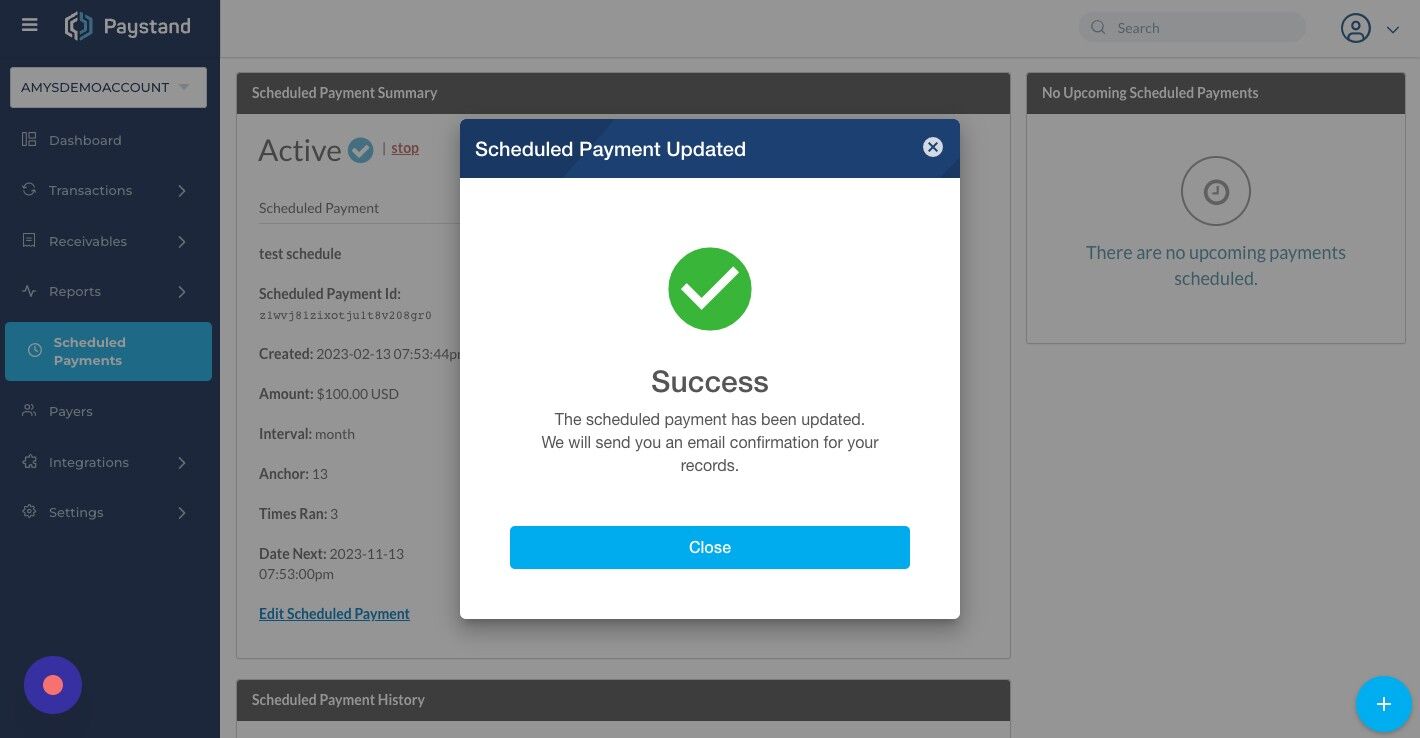 Screenshot of: You will receive a confirmation message
