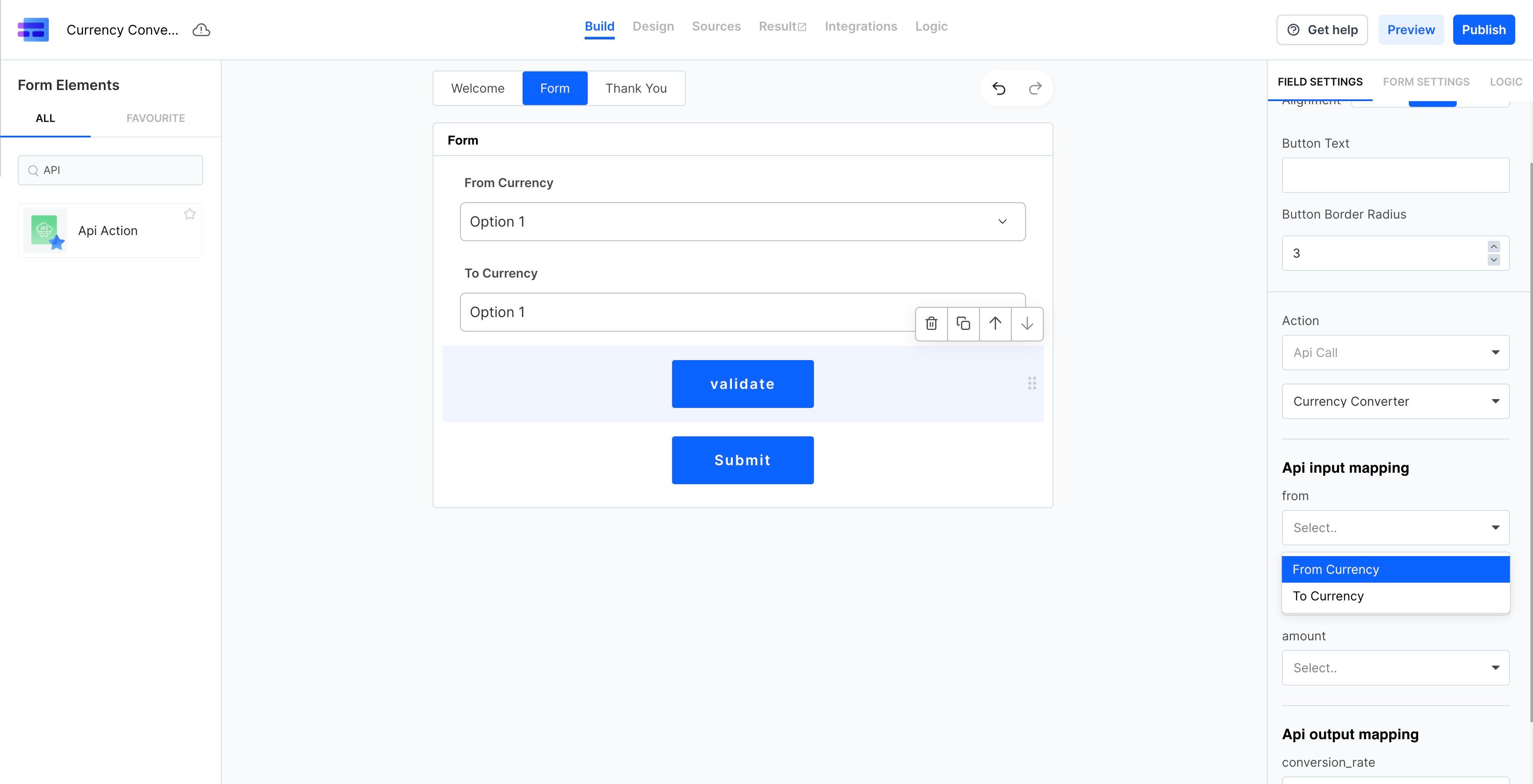 Screenshot of: Click "From Currency"