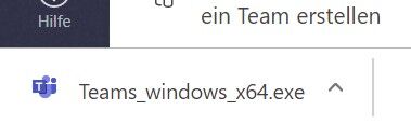 Screenshot of: **How-To**\
Teams herunterladen Teams kann unter <https://teams.microsoft.com/downloads> heruntergeladen werden. \
Es wird nun eine Installations-Datei heruntergeladen. &Ouml;ffne diese: