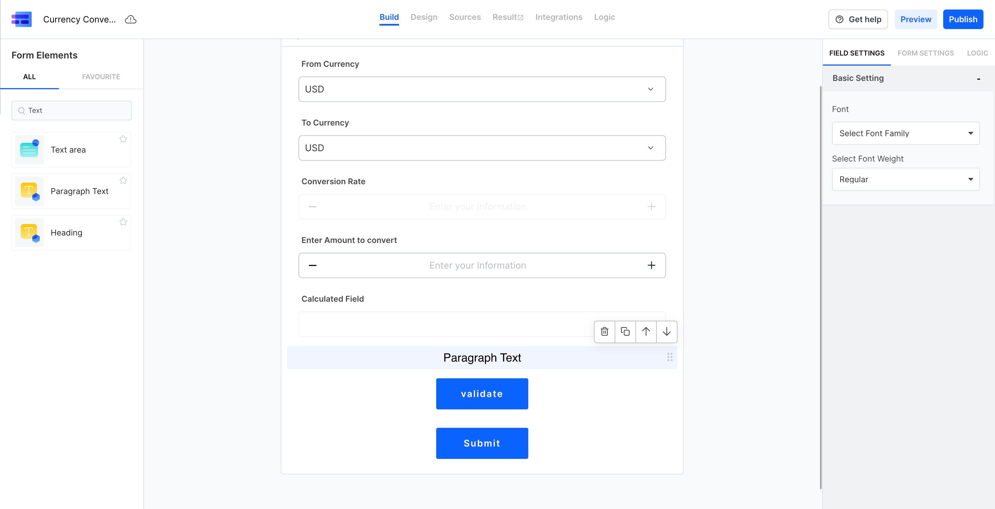 Screenshot of: First add the Paragraph text field