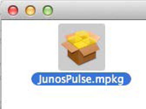 Screenshot of: **JunosPulse installieren** \
Die Datei JunosPulse_mac herunterladen und öffnen: hier JunosPulse.mpkg doppelklicken, um die Installation zu starten.