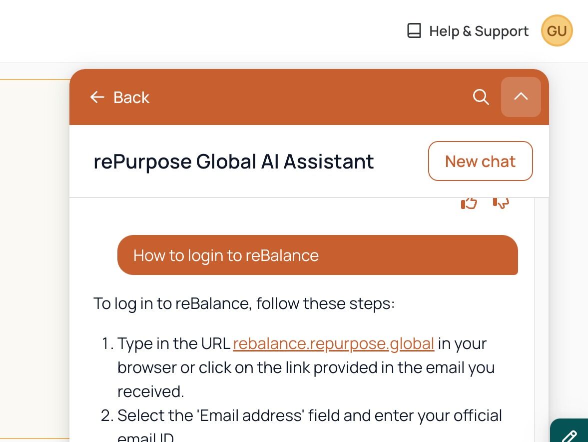 Screenshot of: We have also integrated an AI bot trained on our documentation. If you want quick and shortened answers to your problems give it a go.