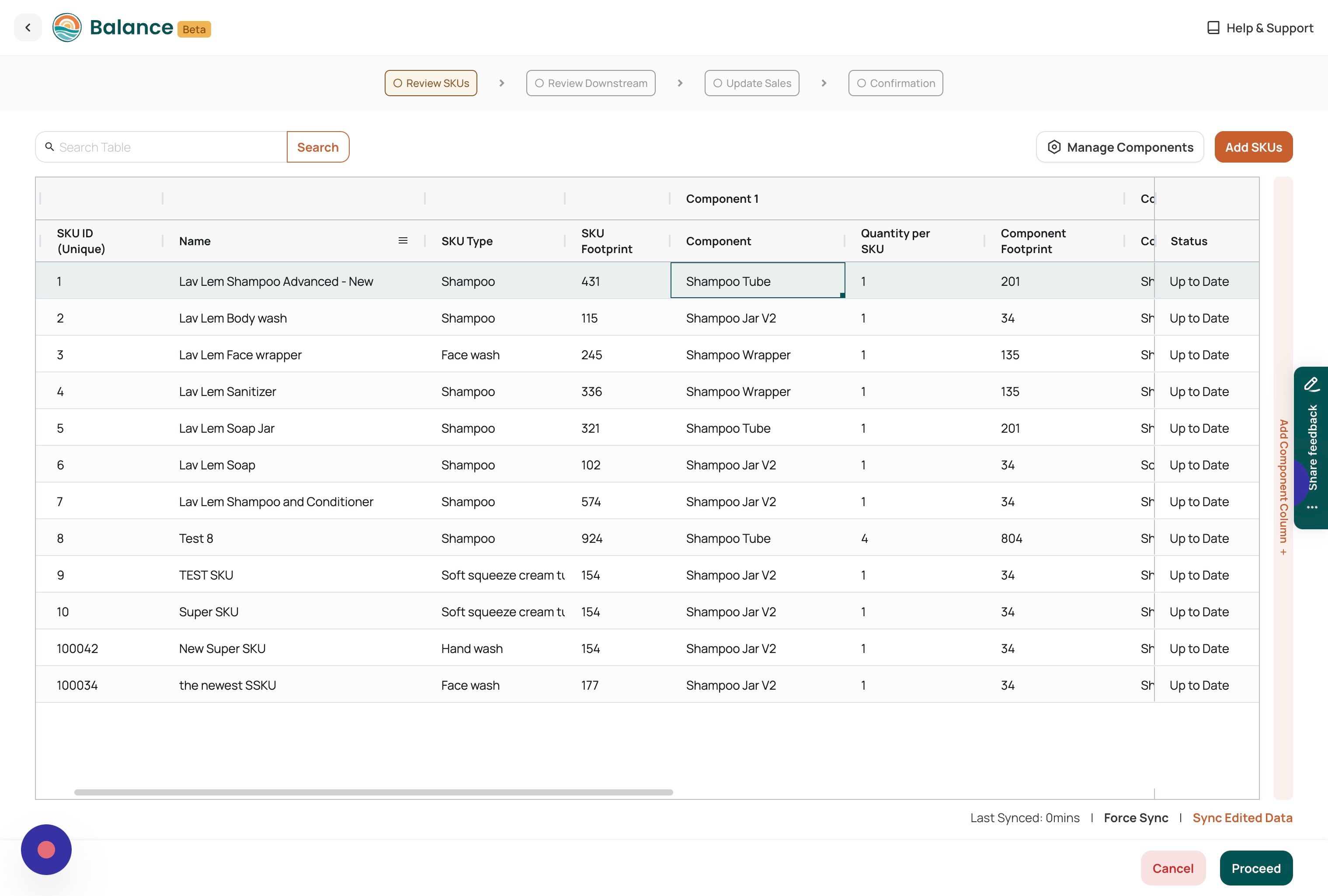 Screenshot of: Click on any column headers to Sort by any order.