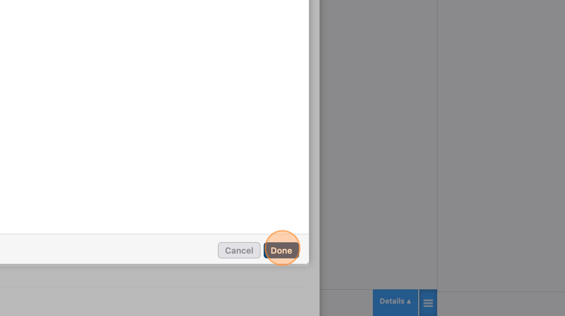 Screenshot of: Click Done to save the standards.