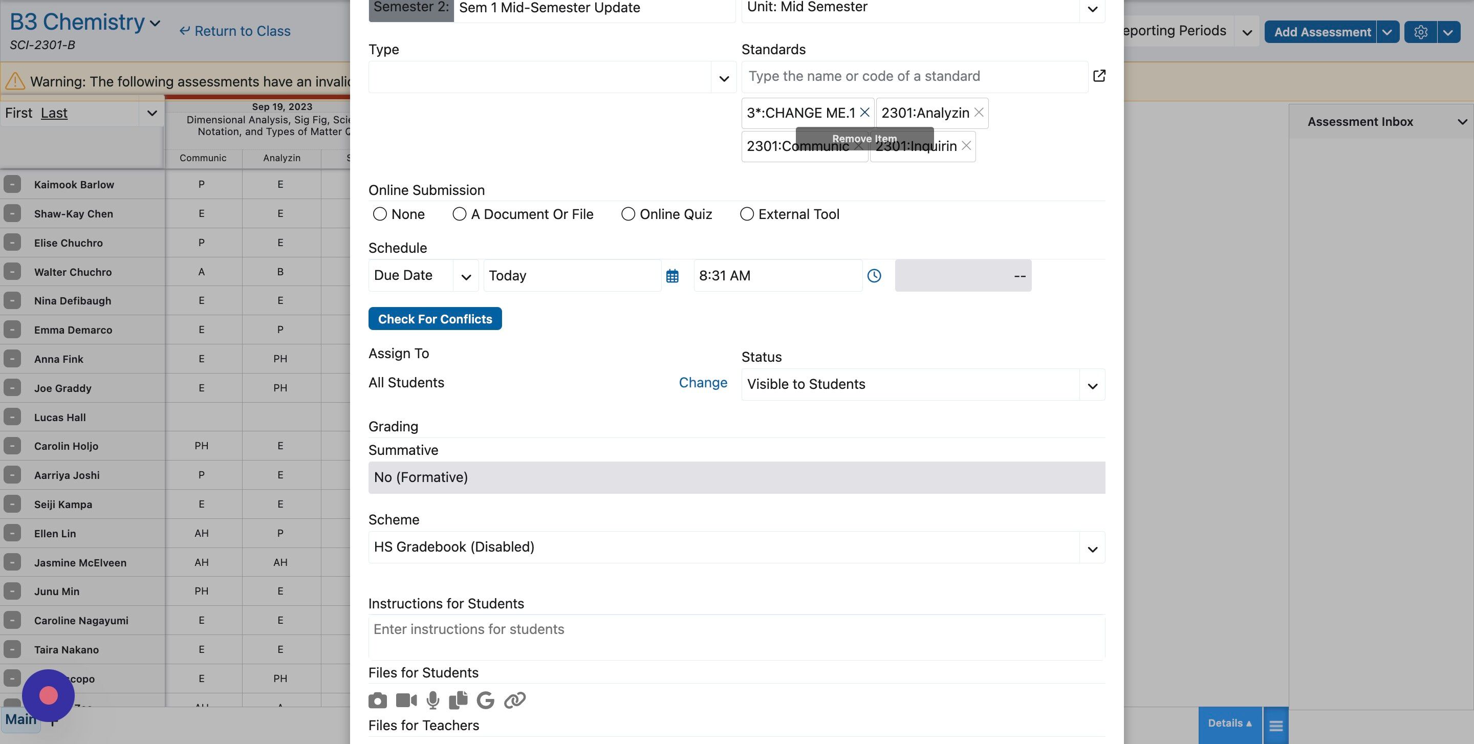 Screenshot of: Be sure that you have removed CHANGE ME by clicking the X next to it.