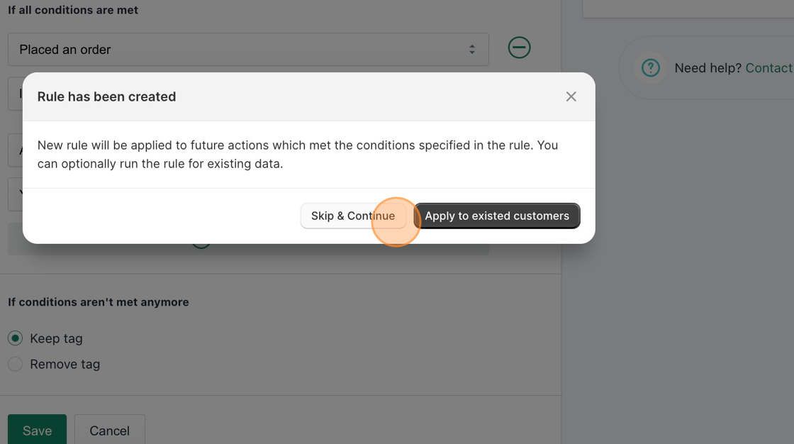 Pro:tagger shopify app - Step 4: Final step - Apply the created rule to customers