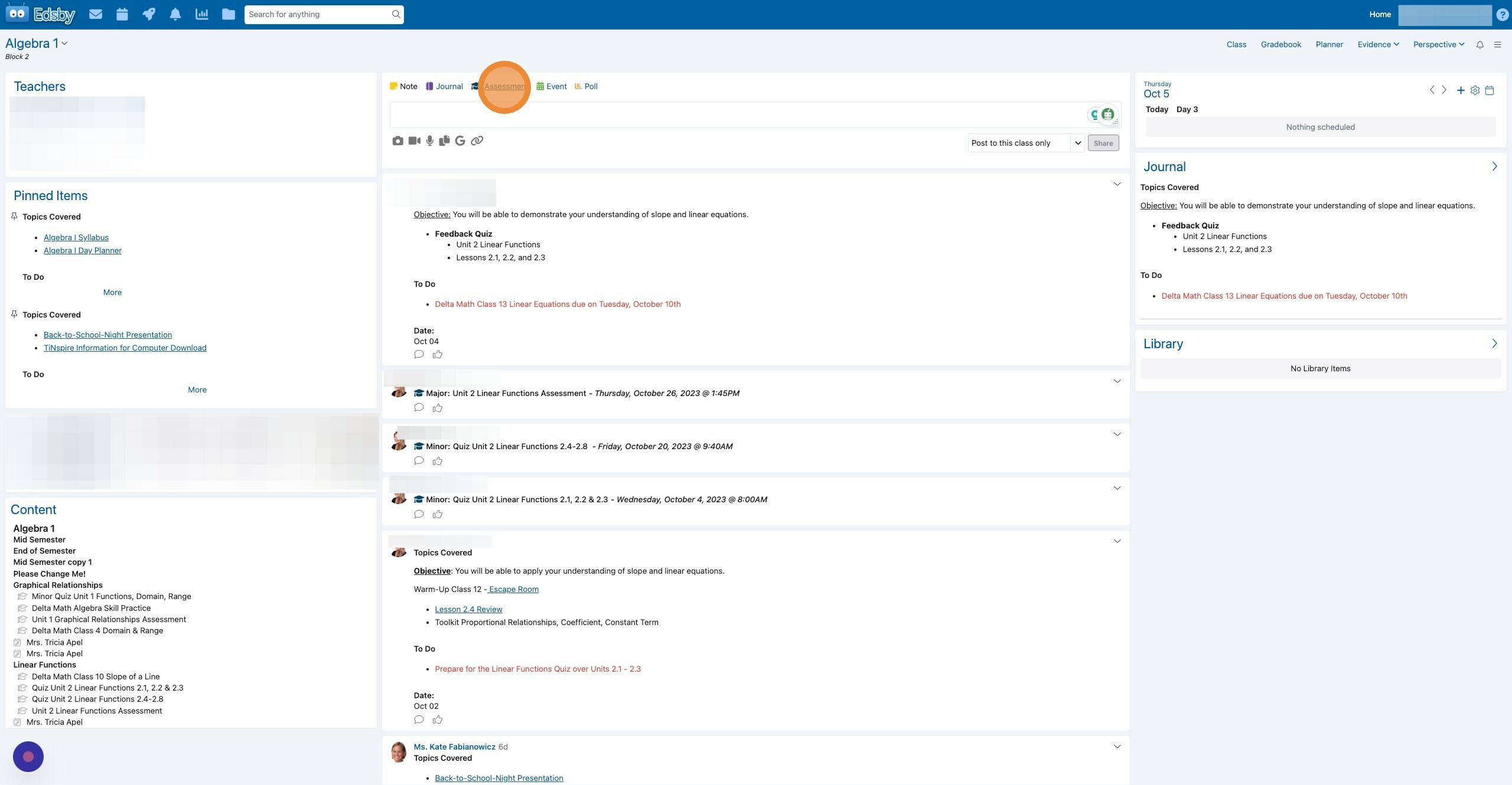 Screenshot of: Add a new Assessment