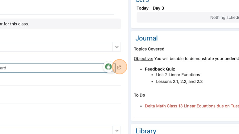 Screenshot of: The box with the arrow on it will let you select your standards