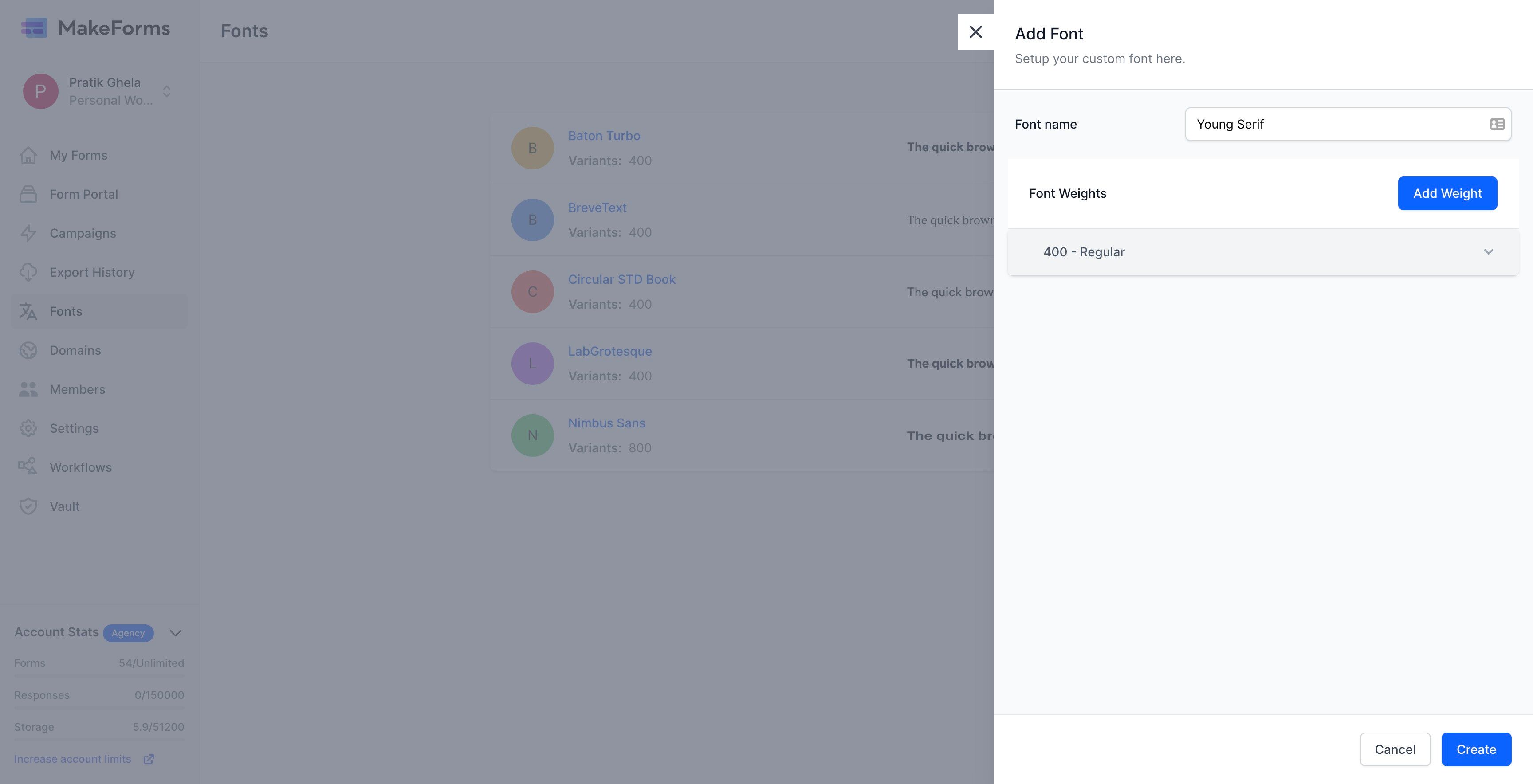 Screenshot of: To edit a particular weight, simply click on the weight, and an accordion will expand, providing you with the settings and options to make the desired modifications.
