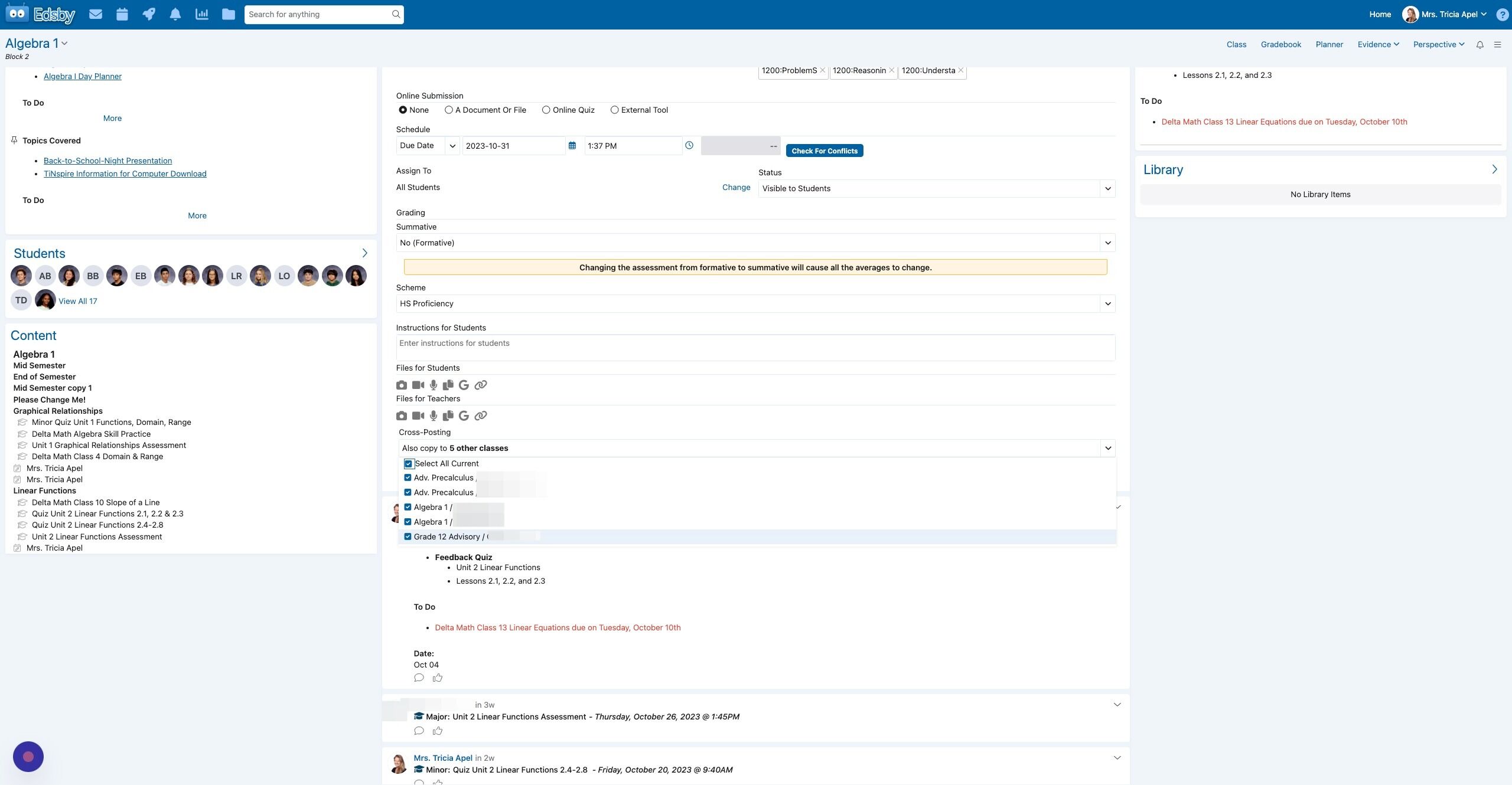 Screenshot of: If your Advisory is listed, you probably want to de-select that.