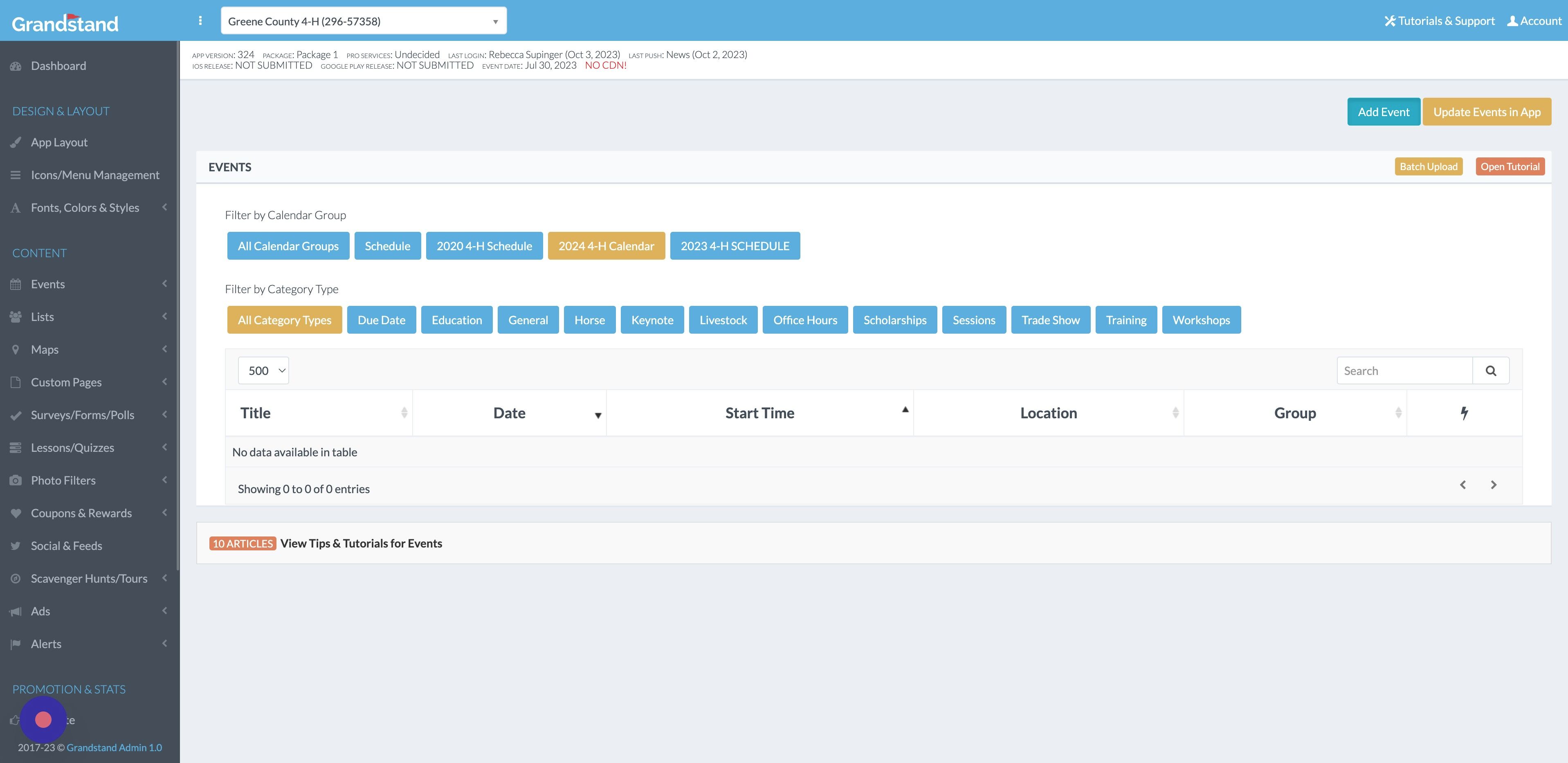 Screenshot of: Click "Add Event"