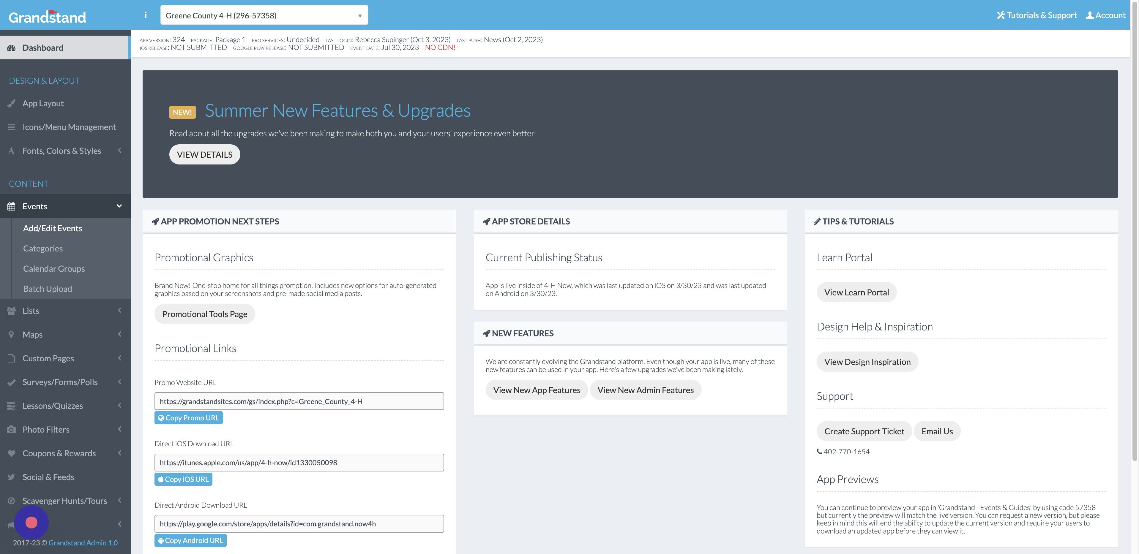 Screenshot of: Click "Add/Edit Events"