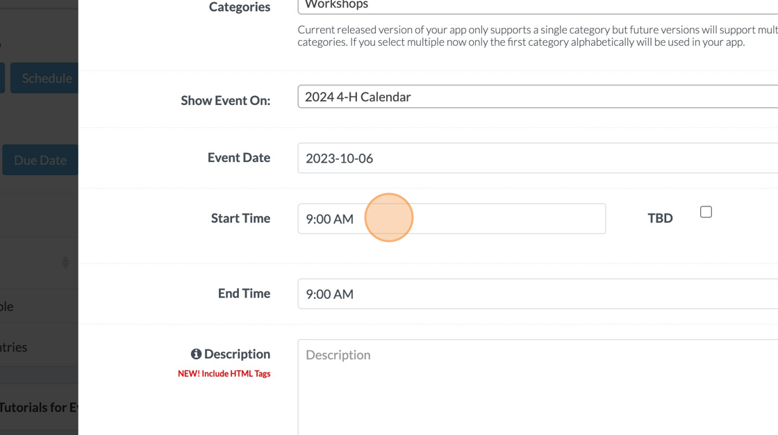 Screenshot of: Click the "Start Time" field.
