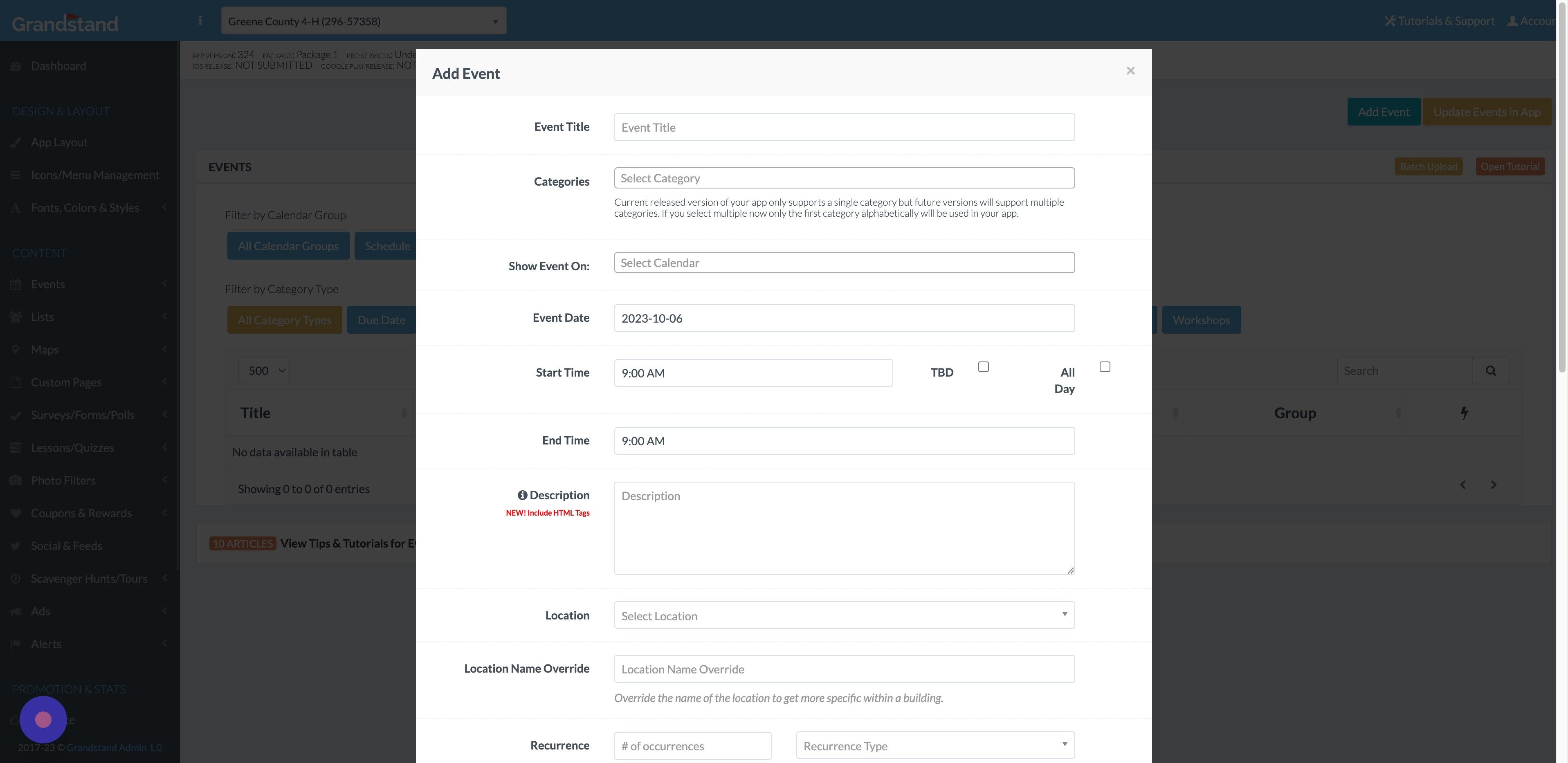 Screenshot of: Click the "Event Title" field.