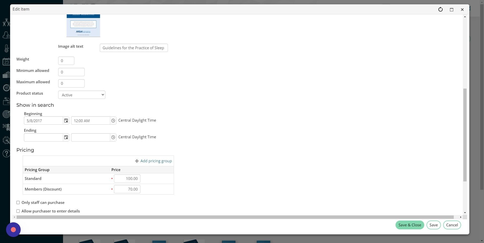 Screenshot of: Click "Add pricing group".