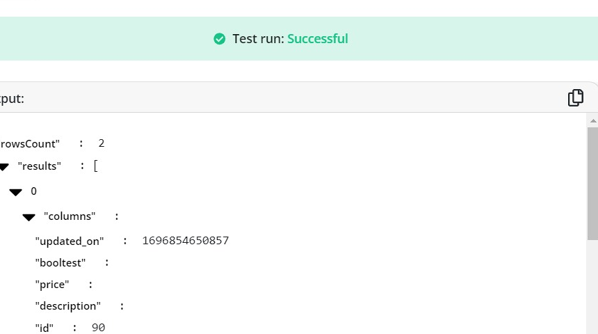 Screenshot of: Click on 'Test run'