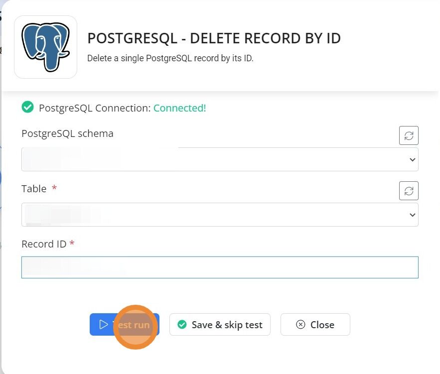 PostgreSQL Delete Record By ID Byteline documentation