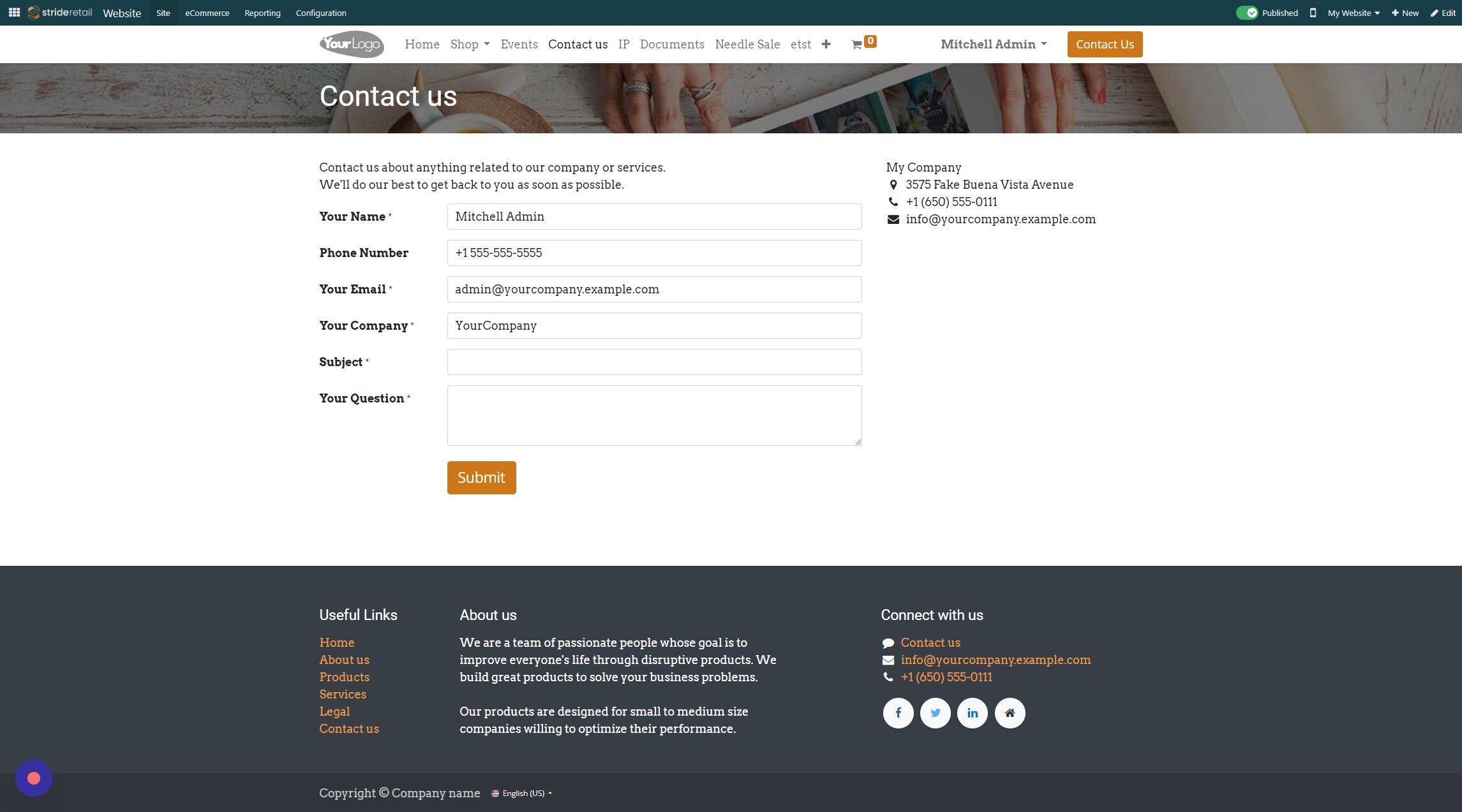 Screenshot of: Click "Site"