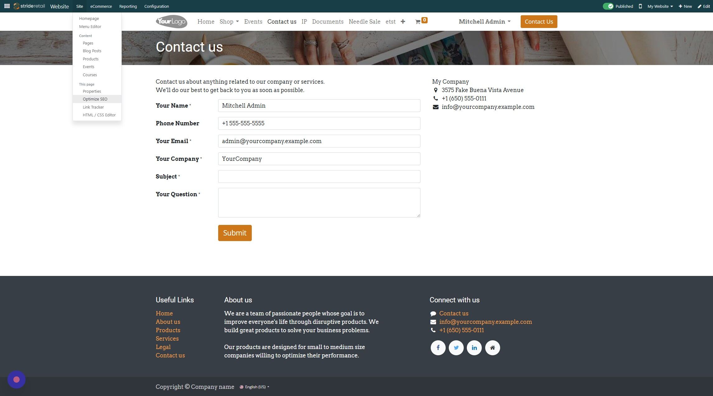 Screenshot of: Click "Optimize SEO"